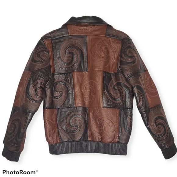 Bubble Well Women's Leather Embossed Fur Jacket Hoodie Medium - Picture 2 of 16